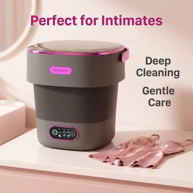 Alt view image 5 of 7 - Portable Washing Machine 16L Foldable Mini Washer with Spin Basket, 3 Timer Modes & Blue Light | For Baby Clothes, Dorms, RVs, Apartments & Travel