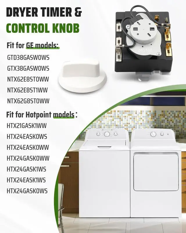 Alt view image 2 of 6 - WE04X25586 Dryer Timer 4467041 and WE03X25285 Dryer Timer Control Knob Fit for GE for Hotpoint Dryers