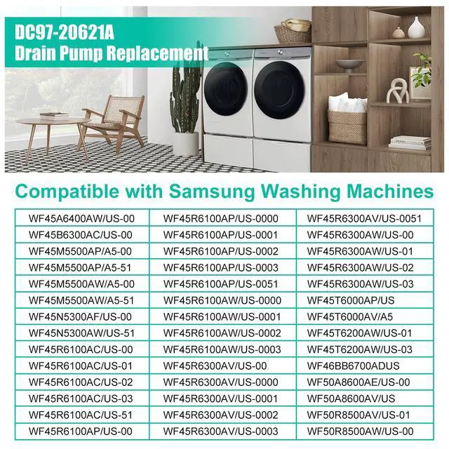 Alt view image 4 of 7 - Upgraded DC97-20621A Washer Drain Pump Assembly compatible with Samsung Washer Maching Motor Repalcement for Samsung Washing Pump Motor WF45A6400AV/US, WF45B6300AC/US, WF45M5500AP/A5-0051 Part