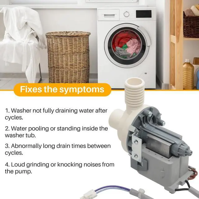 Alt view image 6 of 7 - W10906604 Washer Drain Pump Assembly for Whirlpool Kenmore Amana | Durable PP Material, Fixes Standing Water, Leaks & Loud Noise, Easy DIY Install, Replaces W10882103 W11176426 EAP11769645
