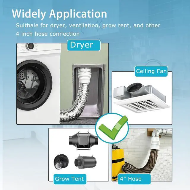 Alt view image 4 of 5 - Round to Oval Adapter Magnetic Connect for Recessed Dryer Vent Box | Magnetic Connect | 4 Inch Dryer Hose Connector for Tight Space | Quick Disconnect for Lint Cleaning and Maintenance | White