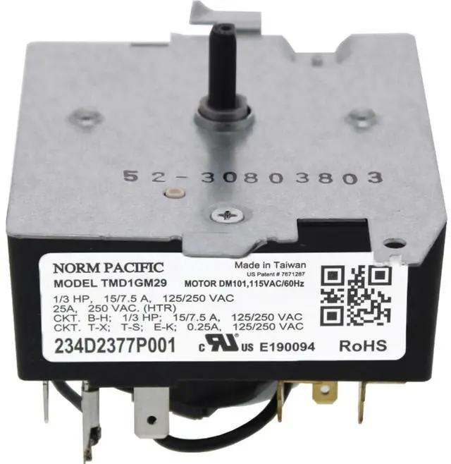 Main image of 234D2377P001 - OEM Upgraded Norm Pacific Clothes Dryer Timer | Replaces GE General Electric 234D2377P001 TMD1GM29