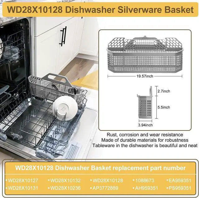 Alt view image 5 of 7 - UPGRADED WD28X26099 WD28x24396 Dishwasher Lower Rack Replacement Compatible with GE Dishwasher Rack Parts with WD28X10128 Dishwasher Silverware Basket & WD28X27241 Dishwasher Rack Roller Kit