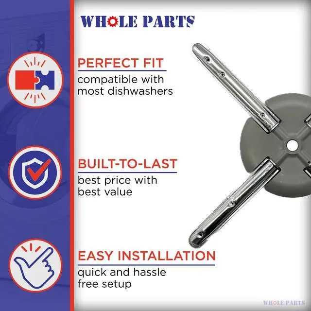 Alt view image 5 of 7 - Upgraded Dishwasher Lower Spray Arm/Wash Arm Part# W10320510 - Replacement and Compatible with Some Kitchen Aid and Whirlpool Dishwashers
