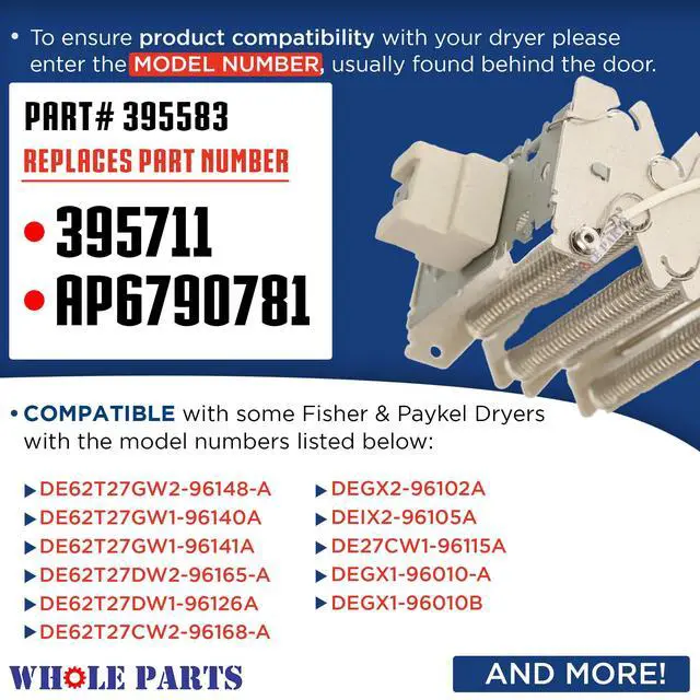 Alt view image 3 of 6 - Upgraded Dryer Heating Element Kit Part# 395583 - Replacement & Compatible with Some Fisher & Paykel Dryers