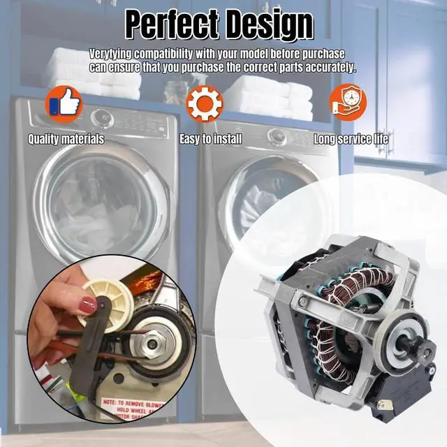 Alt view image 7 of 7 - 131560100 Dryer Motor, Dryer Drum Drive Motor Compatible with Crosley, Electrolux, Frigidaire, Gibson, Kenmore Replace#131758500,134156500,S131560100,407697,131461800A,PS418132,AP2107144