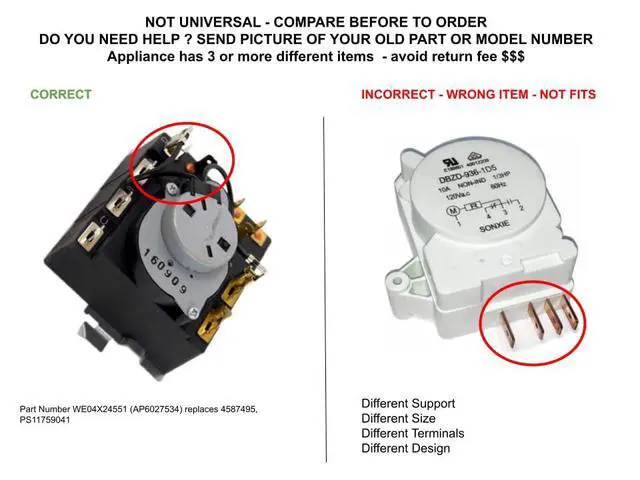 Alt view image 4 of 7 - WE04X24551 CKDX24551X Compatible with GE Dryer Timer fits Old # WE04X24551