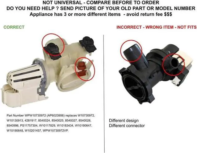 Alt view image 5 of 6 - W10422024 4447949 W10515401 CKD2152 Washer Front Load Water Drain Pump Heavy DUTY