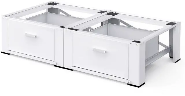 Main image of 29" Washer and Dryer Pedestals with Drawer- Laundry Pedestal Stand for Washer and Dryer Set of 2,Alloy Steel Washing Machine Stand Raiser, washer dryer pedestal 14.3'' Height White