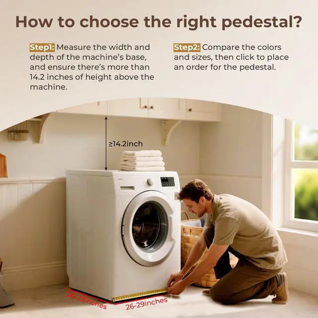 Alt view image 6 of 7 - 29" Washer and Dryer Pedestals with Drawer- Laundry Pedestal Stand for Washer and Dryer Set of 2,Alloy Steel Washing Machine Stand Raiser, washer dryer pedestal 14.3'' Height White