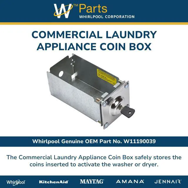 Alt view image 2 of 4 - W11190039 OEM Commercial Laundry Appliance Coin Box Lock Assembly