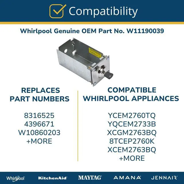 Alt view image 3 of 4 - W11190039 OEM Commercial Laundry Appliance Coin Box Lock Assembly