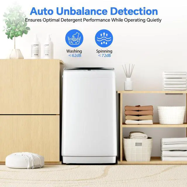 Alt view image 5 of 7 - Portable Washing Machine, 1.06 Cu.Ft. Full-Automatic Laundry Machine with Child Safety Lock, 10 Wash Cycles & 3 Water Levels, 7.7 LBS Compact Washer for Apartment Dorm RV Camping, White