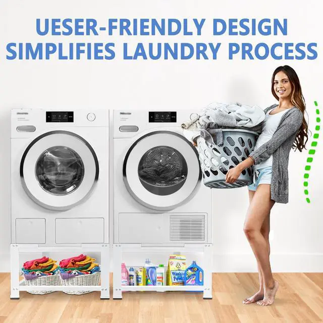 Alt view image 2 of 6 - 16" Height Washer and Dryer Pedestals,Heavy Duty Laundry Pedestal Universal Fit 600lbs Capacity,Washing Machine Base Stand and Dryer Base for Laundry Room (White)