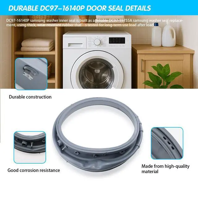 Alt view image 4 of 7 - WF45M5500AW/A5 WF45K6200AZ/A2 WF45K6200AW/A2 DC97-19755A Door Boot Seal | WF45M5500AP/A5 WF45M5500AZ/A5 WF50K7500AV/A2 WF45K6200A2 WF45K6200AW DC97-16140P; with spring clamp tool