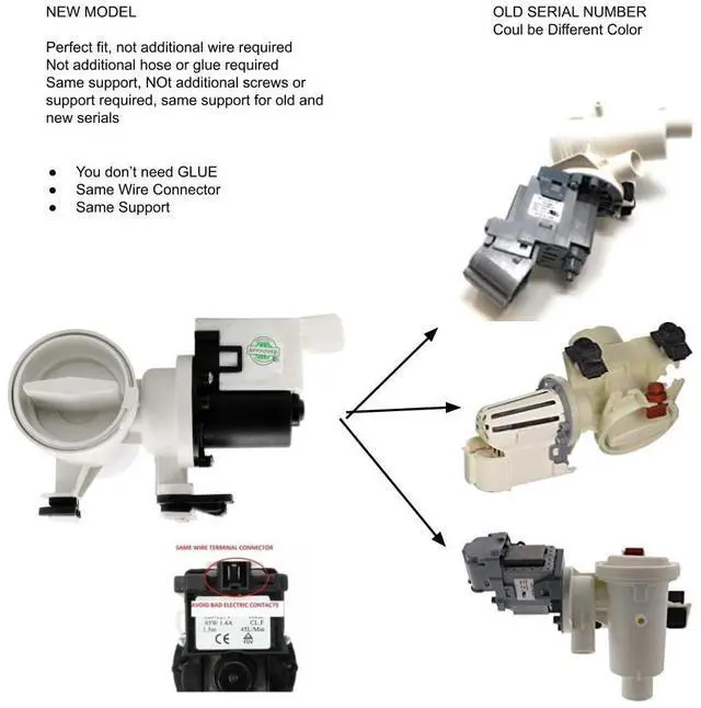 Alt view image 4 of 6 - 8182819 280187 Washer Drain Pump Assembly Replacement for Whirlpool, Kenmore, Maytag & KitchenAid Washers, OEM Drain Pump Replaces AP3953640, PS1485610, EAP1485610