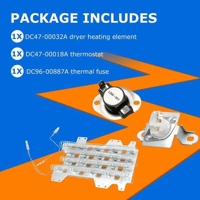 Alt view image 4 of 7 - DC93-00154A Dryer Heating Element Assembly - 3 Wire Duct Heater Replacement for SAMSUNG, Compatible with DC47-00032A AP5582094 PS4216214 AP4216214 PD00002235, Fits DV45K6500EV/A3