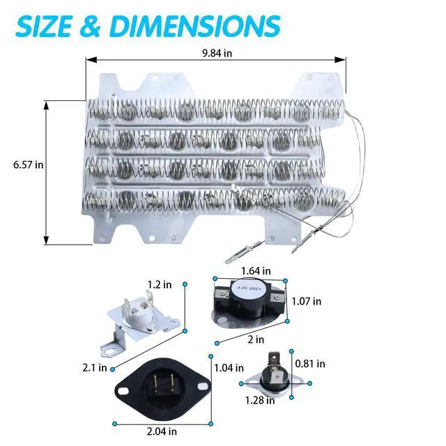 Alt view image 2 of 7 - DVE45R6300V DVE52M8650VA3 DV52J8700EPA2 DVE45M5500ZA3 Dryer Heating Element | DVE54R7600CA3 DVE52M7750VA3 DVE50A8800V DVE54R7600WA3 DVE60M9900VA3 DVE52M7750WA3 DVE45R6300CA3; for Samsung 3-wire dryers