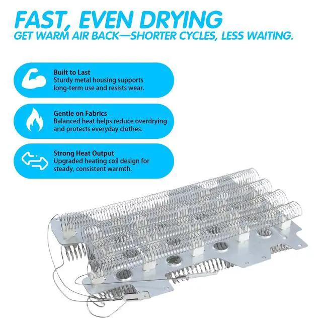Alt view image 3 of 7 - DVE45R6300V DVE52M8650VA3 DV52J8700EPA2 DVE45M5500ZA3 Dryer Heating Element | DVE54R7600CA3 DVE52M7750VA3 DVE50A8800V DVE54R7600WA3 DVE60M9900VA3 DVE52M7750WA3 DVE45R6300CA3; for Samsung 3-wire dryers