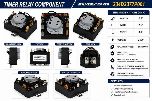 Alt view image 2 of 5 - 234D2377P001 TMDGM29 Dryer Control Timer Replacement For General Electric GTD45EASJ2WS GTD45EASJ0WS GTD45EASJ1WS