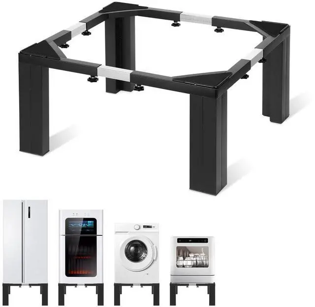 Main image of 12 Inch Height All Steel Laundry Pedestal, 1000lbs Capacity | Sturdy Washer Dryer Pedestal with Anti Slip Mat, Adjustable Size for All Washer and Dryer, Refrigerator (Black)