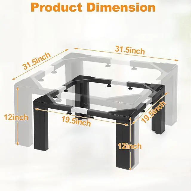 Alt view image 2 of 7 - 12 Inch Height All Steel Laundry Pedestal, 1000lbs Capacity | Sturdy Washer Dryer Pedestal with Anti Slip Mat, Adjustable Size for All Washer and Dryer, Refrigerator (Black)