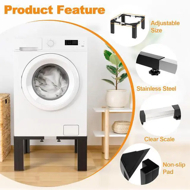 Alt view image 3 of 7 - 12 Inch Height All Steel Laundry Pedestal, 1000lbs Capacity | Sturdy Washer Dryer Pedestal with Anti Slip Mat, Adjustable Size for All Washer and Dryer, Refrigerator (Black)