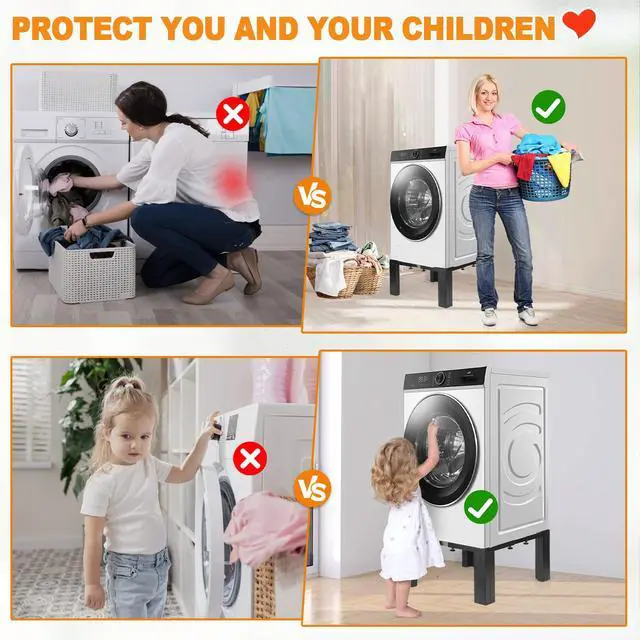 Alt view image 6 of 7 - 12 Inch Height All Steel Laundry Pedestal, 1000lbs Capacity | Sturdy Washer Dryer Pedestal with Anti Slip Mat, Adjustable Size for All Washer and Dryer, Refrigerator (Black)