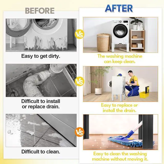 Alt view image 5 of 7 - 12 Inch Height All Steel Laundry Pedestal, 1000lbs Capacity White | Sturdy Washer Dryer Pedestal with Anti Slip Mat, Adjustable Size for All Washer and Dryer, Refrigerator