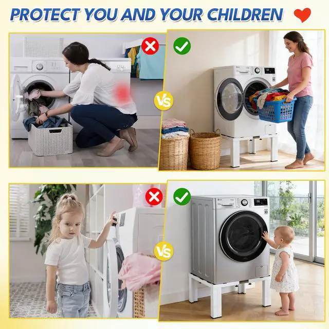 Alt view image 6 of 7 - 12 Inch Height All Steel Laundry Pedestal, 1000lbs Capacity White | Sturdy Washer Dryer Pedestal with Anti Slip Mat, Adjustable Size for All Washer and Dryer, Refrigerator