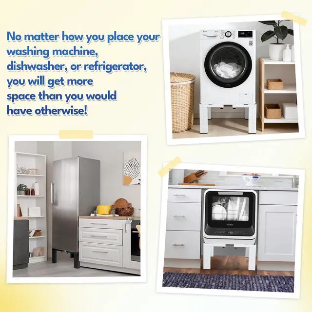 Alt view image 7 of 7 - 12 Inch Height All Steel Laundry Pedestal, 1000lbs Capacity White | Sturdy Washer Dryer Pedestal with Anti Slip Mat, Adjustable Size for All Washer and Dryer, Refrigerator