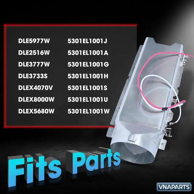 Alt view image 2 of 7 - For LG DLE5977W DLE2516W DLE3777W DLE3733S DLEX4070V DLEX8000W DLEX5680W Dryer Heating Element Assembly Replaces 5301EL1001J 5301EL1001A 5301EL1001G 5301EL1001H 5301EL1001S 5301EL1001U 5301EL1001W