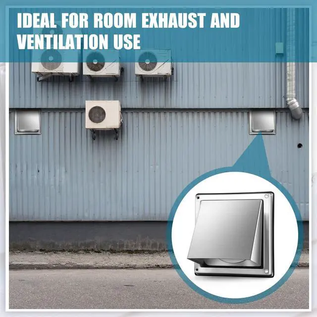 Alt view image 6 of 6 - 4 Pcs 4inch Metal Dryer Vent Cover Outdoor, Stainless Steel External Extractor Wall Vent Cushioned Non Return Flap with Rubber Gaskets for Home Industrial Facility Replacement(Silver)