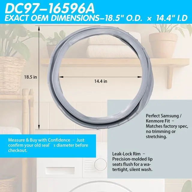 Alt view image 3 of 7 - DC97-16596A WF361BVBEWR WF363BTBEUF Washer Door Boot Seal with Clamp Tool | WF365BTBGWR/A2 WF36J4000AW/A2 WF231ANW/XAA 40249032012 592-49427 DC64-02613A; for Samsung Kenmore washers