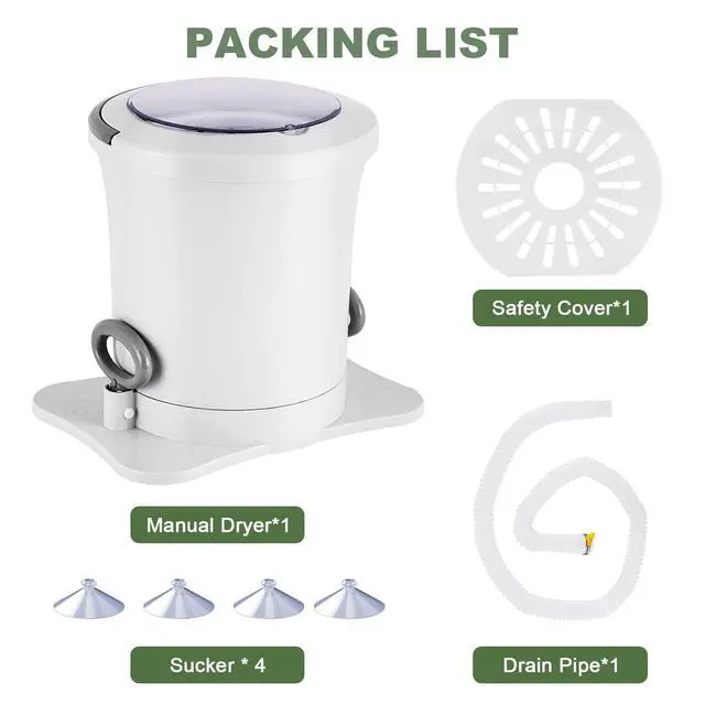 Alt view image 3 of 6 - Manual Clothes Dryer Portable Mini Dryer Compact Spinner Non Electric Laundry Washing Machine for RV, Camping, School, Apartment, Dorm
