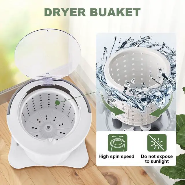 Alt view image 4 of 6 - Manual Clothes Dryer Portable Mini Dryer Compact Spinner Non Electric Laundry Washing Machine for RV, Camping, School, Apartment, Dorm