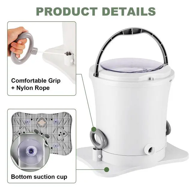 Alt view image 5 of 6 - Manual Clothes Dryer Portable Mini Dryer Compact Spinner Non Electric Laundry Washing Machine for RV, Camping, School, Apartment, Dorm