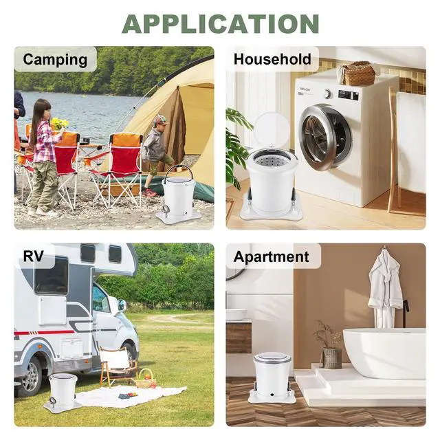 Alt view image 6 of 6 - Manual Clothes Dryer Portable Mini Dryer Compact Spinner Non Electric Laundry Washing Machine for RV, Camping, School, Apartment, Dorm