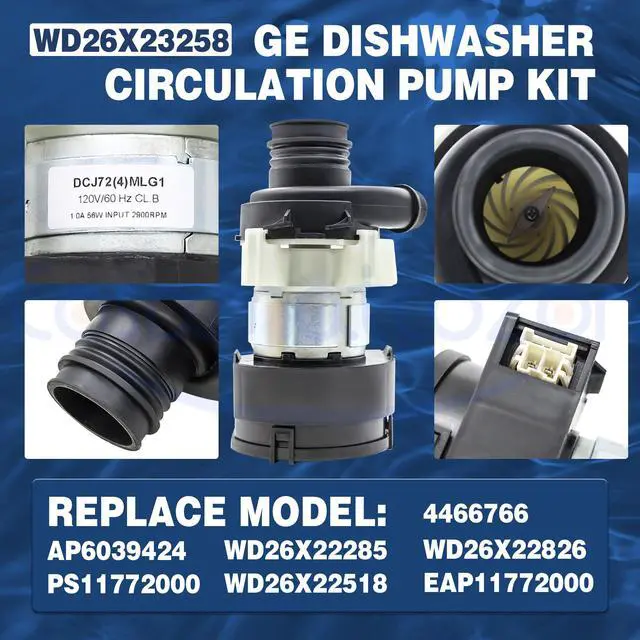 Alt view image 6 of 7 - WD26X23258 Dishwasher Brushless Motor Circulation Pump Kit | Compatible with Some GE Dishwashers Replace WD26X22285, WD26X22518, WD26X22826