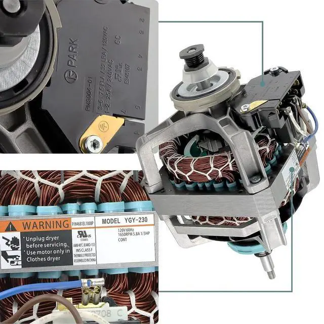 Alt view image 5 of 6 - Upgraded 4681EL1008A Dryer Motor Replacement | for LG Dryer Compatible P/N: 4681EL1008A 4681EL1008B 4681EL1008H 1330330 AP4438218 PS2400858 PS3523290