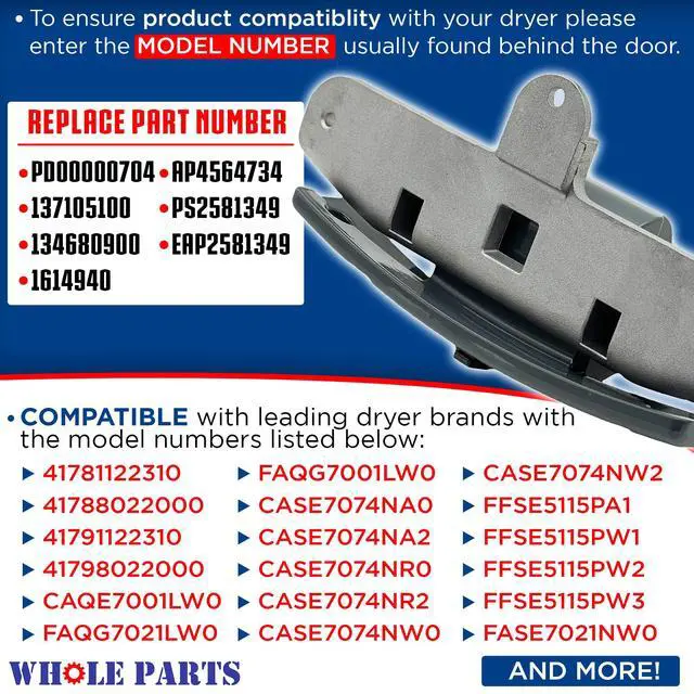 Alt view image 3 of 7 - Upgraded Dryer Door Hinge Assembly Part # 137105100 - Replacement & Compatible with Some Crosley, Electrolux, Frigidaire and Kenmore Dryers