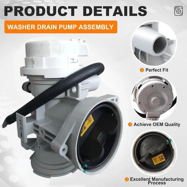 Alt view image 5 of 7 - NEW AHA75693425 Washer Drain Pump Assembly Compatible For LG Washer WM3700HVA/00 WM3700HWA/03 WM3400CW/00 Replacement AP6978815/PS12750085/EAP12750085