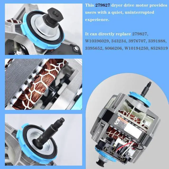 Alt view image 4 of 6 - Upgraded 5304529782 AP7034396 PS16620747 Dryer Motor Replacement | for Electrolux Frigidaire Compatible Part Number 5304529782 134693300 134693301 134693302 5304510568 7137115900
