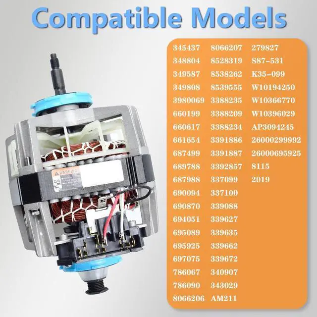 Alt view image 5 of 6 - Upgraded 5304529782 AP7034396 PS16620747 Dryer Motor Replacement | for Electrolux Frigidaire Compatible Part Number 5304529782 134693300 134693301 134693302 5304510568 7137115900
