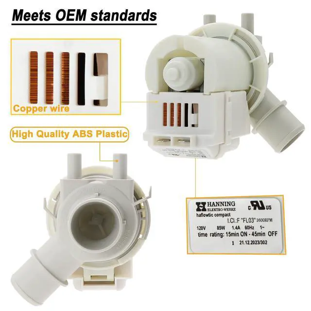 Alt view image 5 of 6 - 5859EA1004F Drain Pump for LG Washing Machines WT7600HKA WT1101CW WT1001CW | 5859EA1004F Washer Drain Pump, Fit WT5101HW WT1701CW, Replaces 5859EA1004P 5859EA1004E 5859EA1004G
