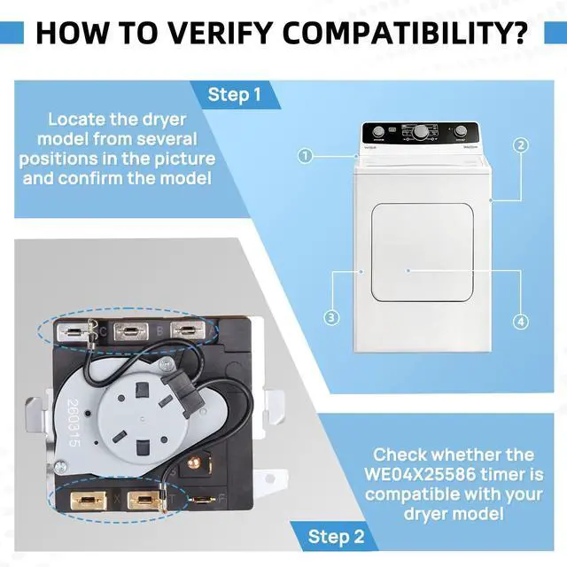 Alt view image 5 of 6 - WE04X25586 Dryer Timer Control Compatible with GE Hotpoint Replaces 4467041 AP6032632 PS11763073 EAP11763073 234D2377P007 TMD1CM33