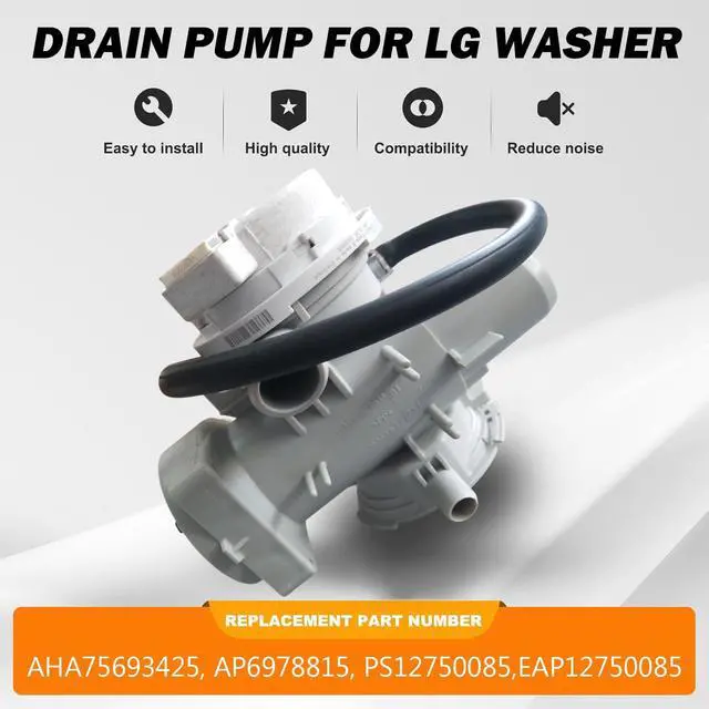 Alt view image 6 of 7 - NEW AHA75693425 Washer Drain Pump Assembly Compatible For LG Washer WM3700HVA/00 WM3700HWA/03 WM3400CW/00 Replacement AP6978815/PS12750085/EAP12750085