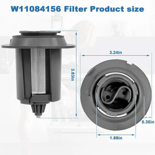 Alt view image 2 of 6 - W11084156 Dishwasher Circulating Pump Filter Replaces W10713298 PS12070547 | Compatible with Whirlpool Kenmore KitchenAid, Suitable for 221.4815N, 612, KDPM354GBS0, KDTM404ESS1 Etc