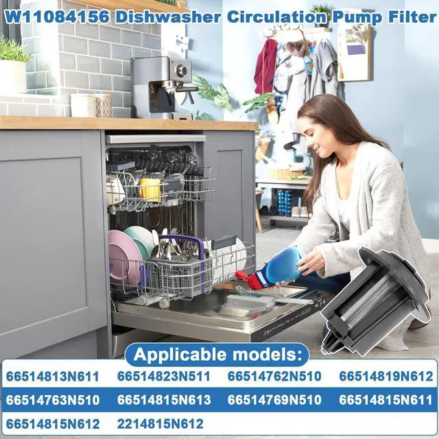 Alt view image 6 of 6 - W11084156 Dishwasher Circulating Pump Filter Replaces W10713298 PS12070547 | Compatible with Whirlpool Kenmore KitchenAid, Suitable for 221.4815N, 612, KDPM354GBS0, KDTM404ESS1 Etc