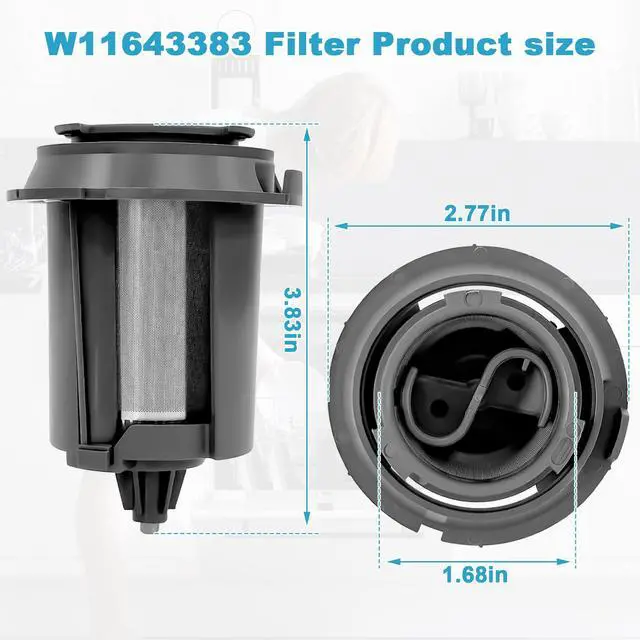 Alt view image 2 of 6 - W11643383 Dishwasher Circulation Pump Filter Replaces the W11108699 | Compatible with Whirlpool Maytag KitchenAid, Applicable to MDB4949SKB0, KDFM404KBS0, KDTM404KBS0, MDB4949SKB0 Etc